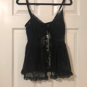 Large Black Killstar lace tank top